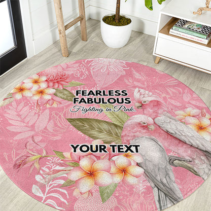 Personalised Galah Cockatoo Fighting in Pink Round Carpet Australian Breast Cancer Support Spirit