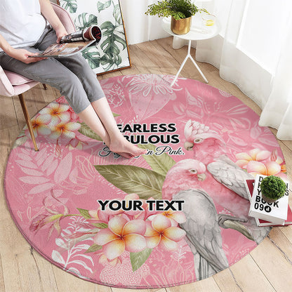 Personalised Galah Cockatoo Fighting in Pink Round Carpet Australian Breast Cancer Support Spirit