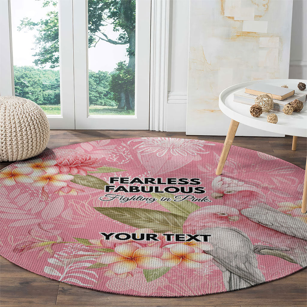 Personalised Galah Cockatoo Fighting in Pink Round Carpet Australian Breast Cancer Support Spirit