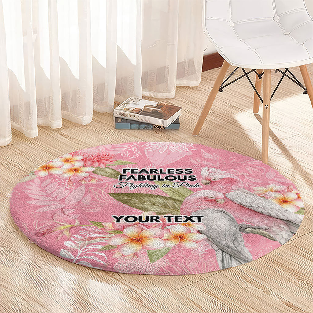 Personalised Galah Cockatoo Fighting in Pink Round Carpet Australian Breast Cancer Support Spirit