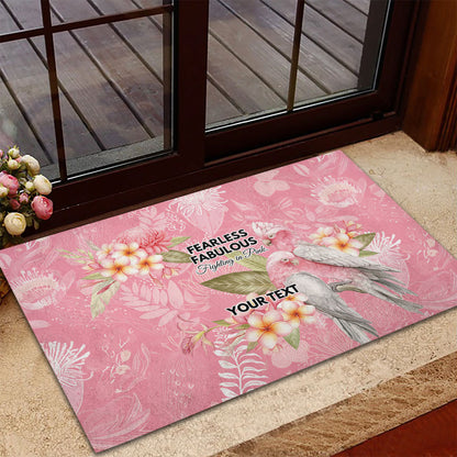 Personalised Galah Cockatoo Fighting in Pink Rubber Doormat Australian Breast Cancer Support Spirit