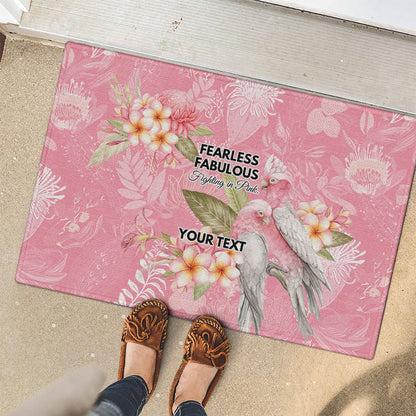 Personalised Galah Cockatoo Fighting in Pink Rubber Doormat Australian Breast Cancer Support Spirit