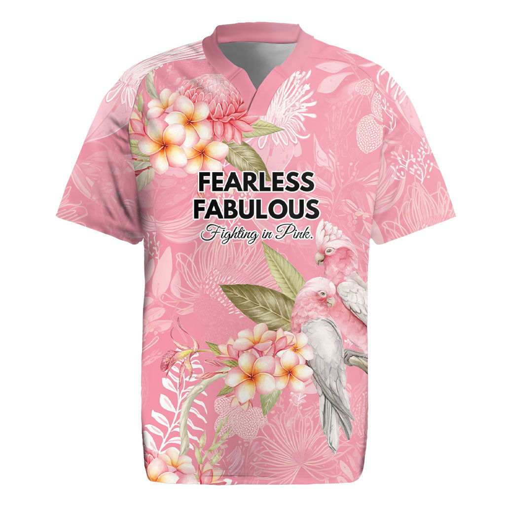 Personalised Galah Cockatoo Fighting in Pink Rugby Jersey Australian Breast Cancer Support Spirit