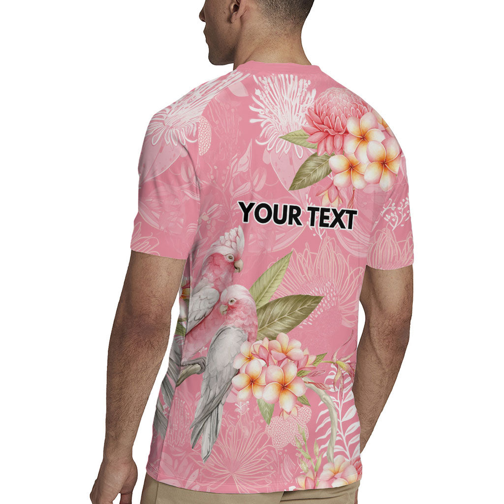 Personalised Galah Cockatoo Fighting in Pink Rugby Jersey Australian Breast Cancer Support Spirit