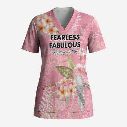 Personalised Galah Cockatoo Fighting in Pink Scrub Top Australian Breast Cancer Support Spirit