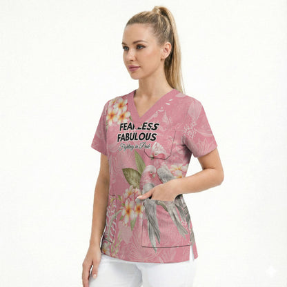 Personalised Galah Cockatoo Fighting in Pink Scrub Top Australian Breast Cancer Support Spirit
