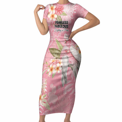 Personalised Galah Cockatoo Fighting in Pink Short Sleeve Bodycon Dress Australian Breast Cancer Support Spirit