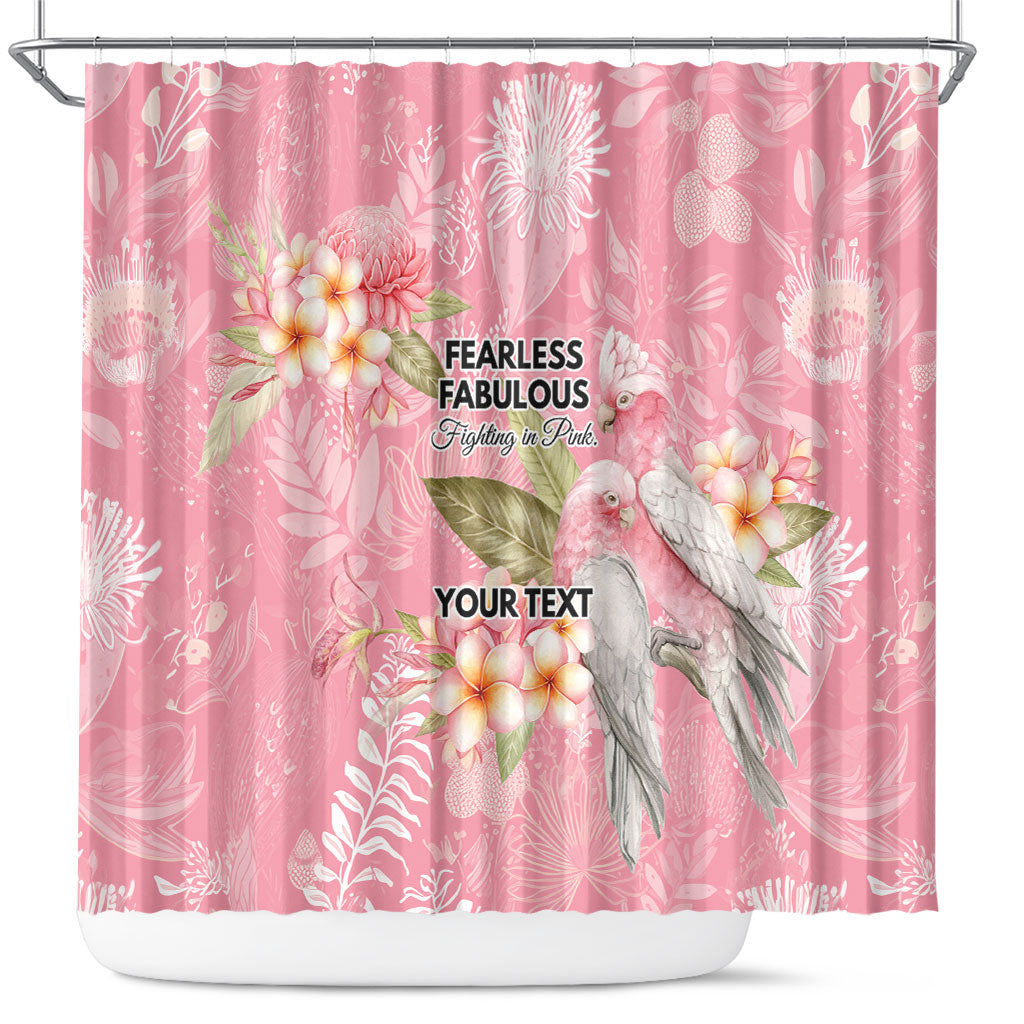 Personalised Galah Cockatoo Fighting in Pink Shower Curtain Australian Breast Cancer Support Spirit