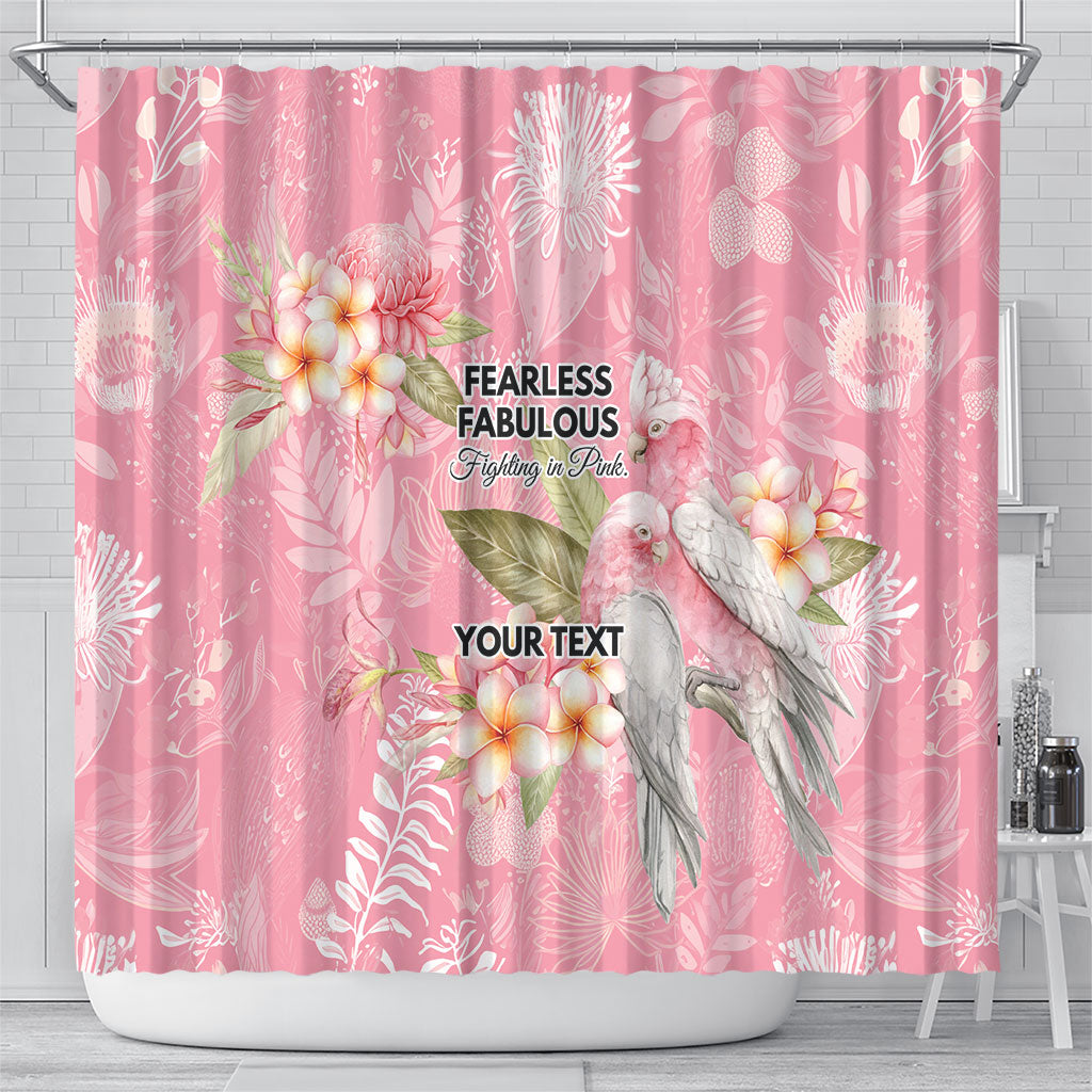 Personalised Galah Cockatoo Fighting in Pink Shower Curtain Australian Breast Cancer Support Spirit