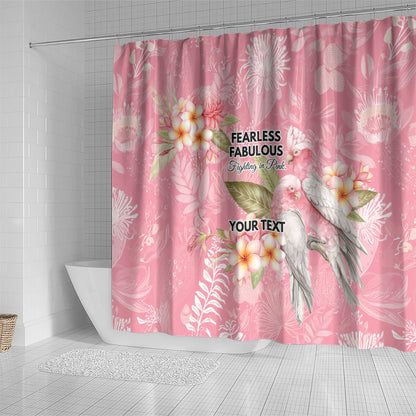 Personalised Galah Cockatoo Fighting in Pink Shower Curtain Australian Breast Cancer Support Spirit
