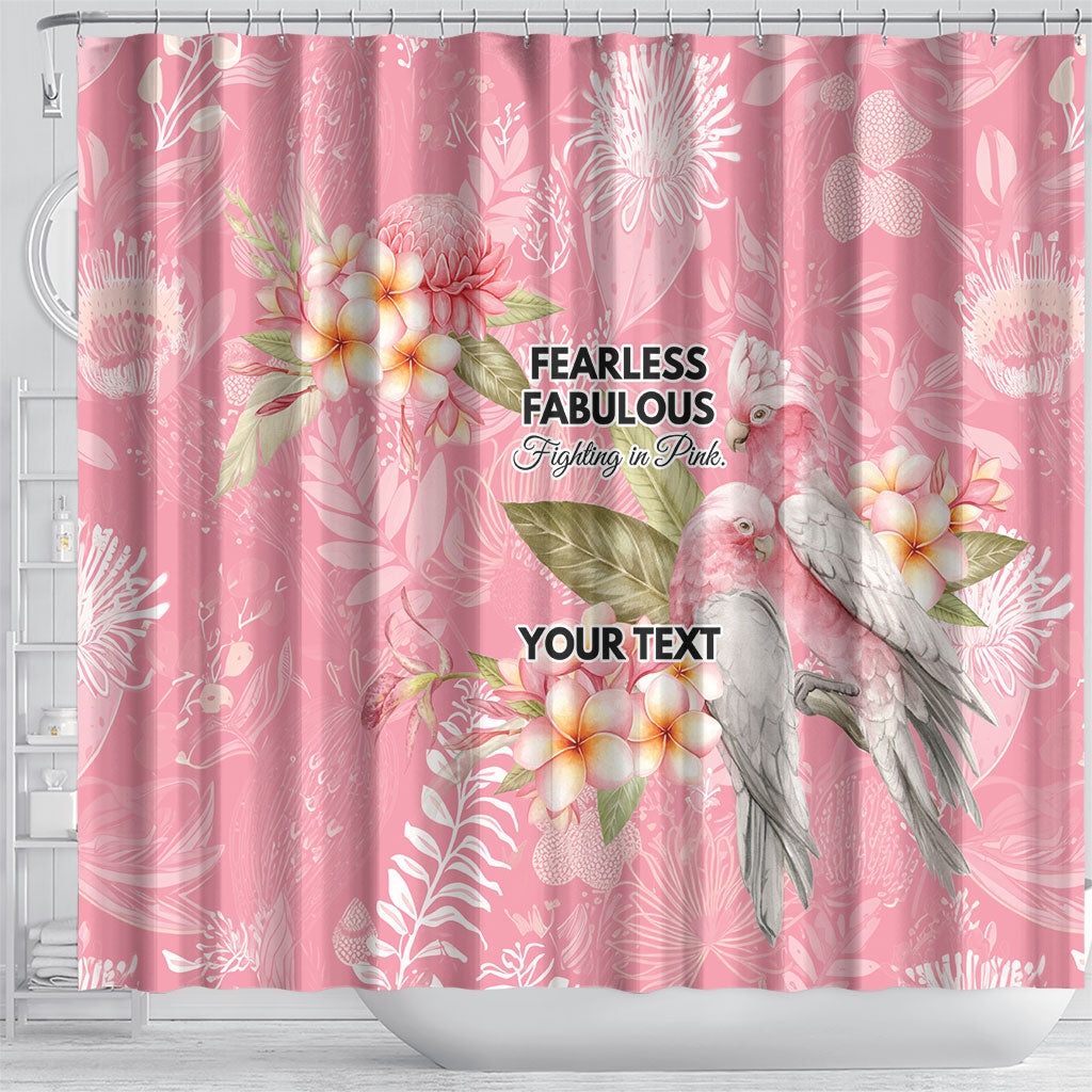 Personalised Galah Cockatoo Fighting in Pink Shower Curtain Australian Breast Cancer Support Spirit