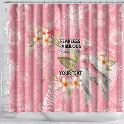Personalised Galah Cockatoo Fighting in Pink Shower Curtain Australian Breast Cancer Support Spirit