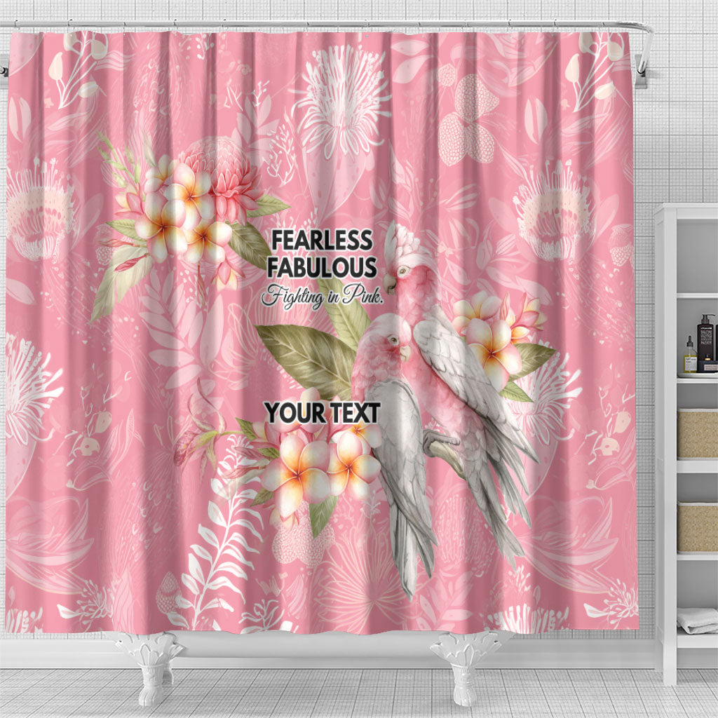 Personalised Galah Cockatoo Fighting in Pink Shower Curtain Australian Breast Cancer Support Spirit