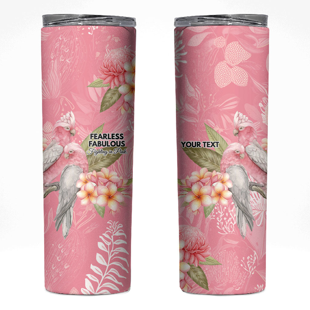Personalised Galah Cockatoo Fighting in Pink Skinny Tumbler Australian Breast Cancer Support Spirit