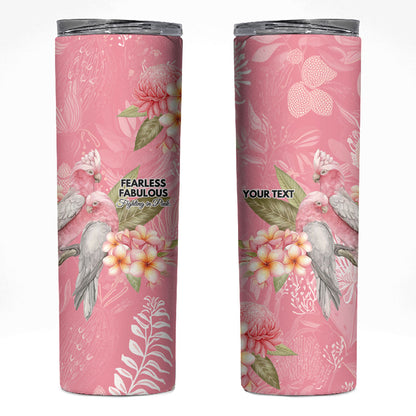 Personalised Galah Cockatoo Fighting in Pink Skinny Tumbler Australian Breast Cancer Support Spirit