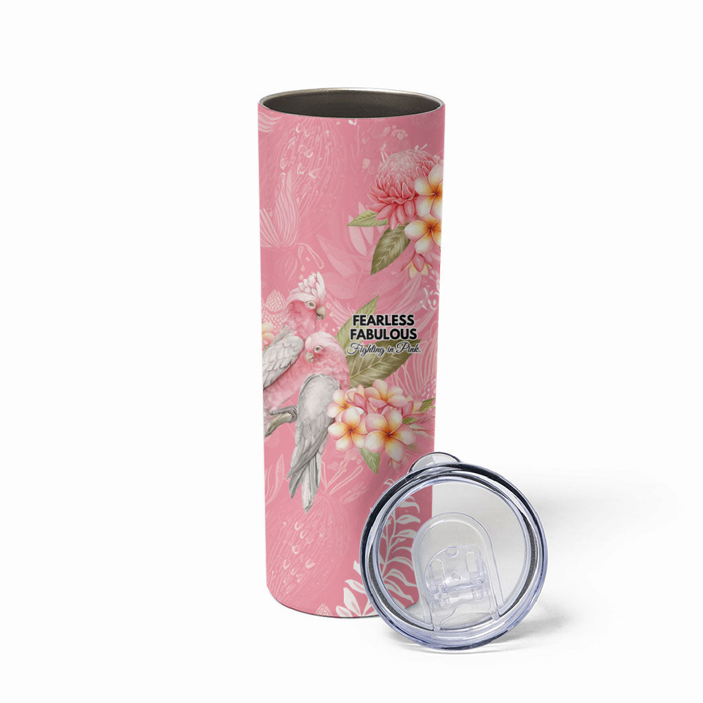 Personalised Galah Cockatoo Fighting in Pink Skinny Tumbler Australian Breast Cancer Support Spirit