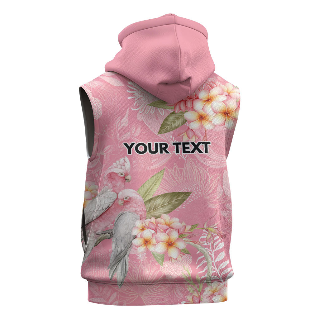 Personalised Galah Cockatoo Fighting in Pink Sleeveless Hoodie Australian Breast Cancer Support Spirit