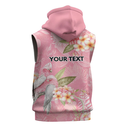 Personalised Galah Cockatoo Fighting in Pink Sleeveless Hoodie Australian Breast Cancer Support Spirit