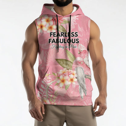 Personalised Galah Cockatoo Fighting in Pink Sleeveless Hoodie Australian Breast Cancer Support Spirit