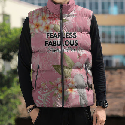 Personalised Galah Cockatoo Fighting in Pink Sleeveless Puffer Jacket Australian Breast Cancer Support Spirit
