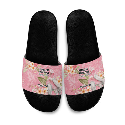 Personalised Galah Cockatoo Fighting in Pink Slide Sandals Australian Breast Cancer Support Spirit