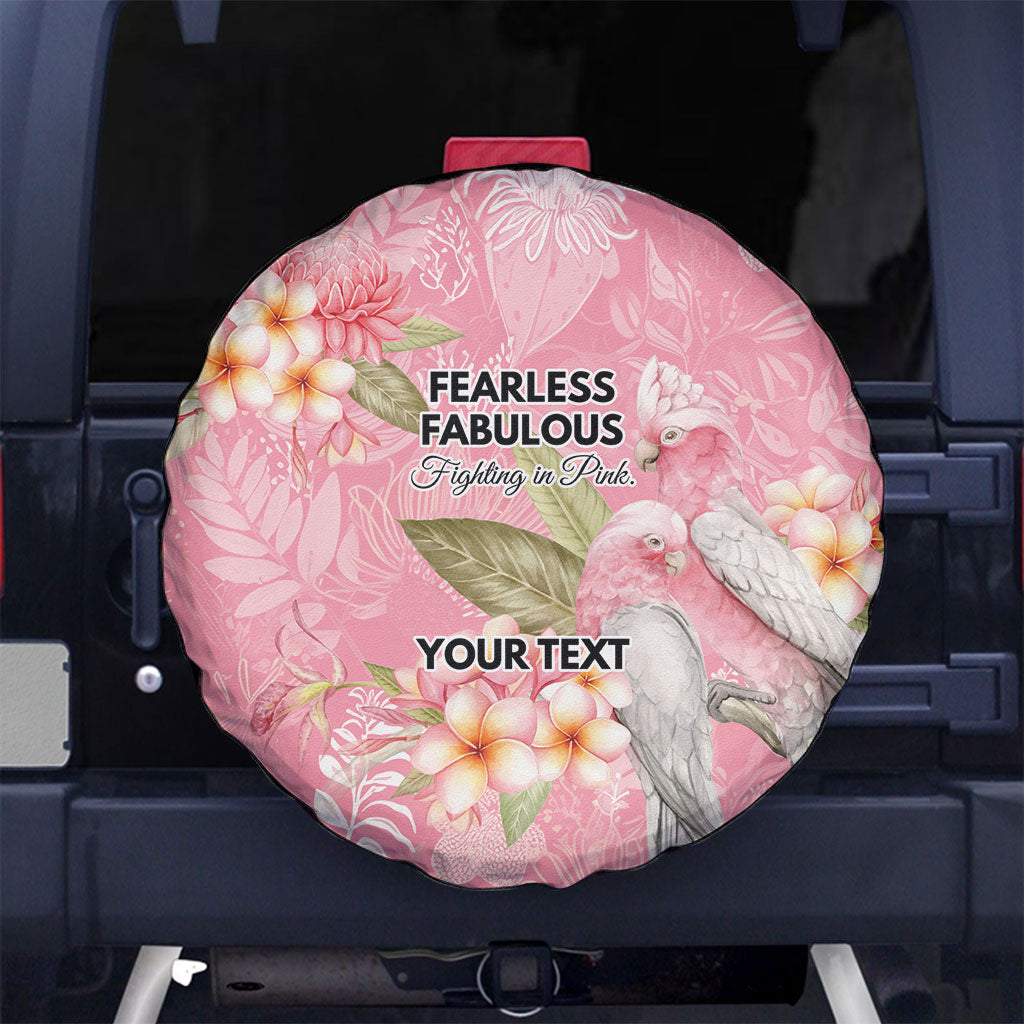 Personalised Galah Cockatoo Fighting in Pink Spare Tire Cover Australian Breast Cancer Support Spirit