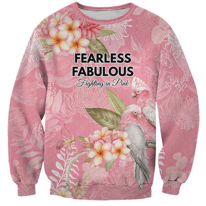 Personalised Galah Cockatoo Fighting in Pink Sweatshirt Australian Breast Cancer Support Spirit