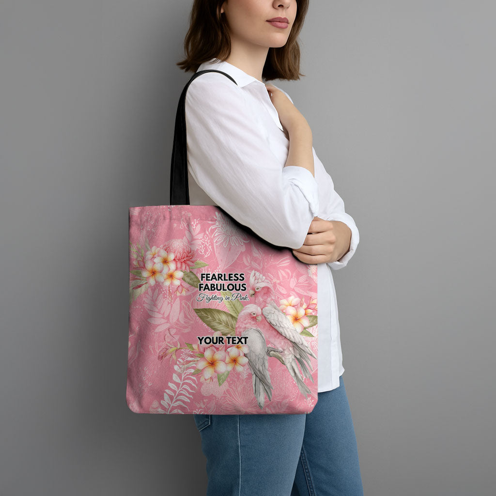 Personalised Galah Cockatoo Fighting in Pink Tote Bag Australian Breast Cancer Support Spirit