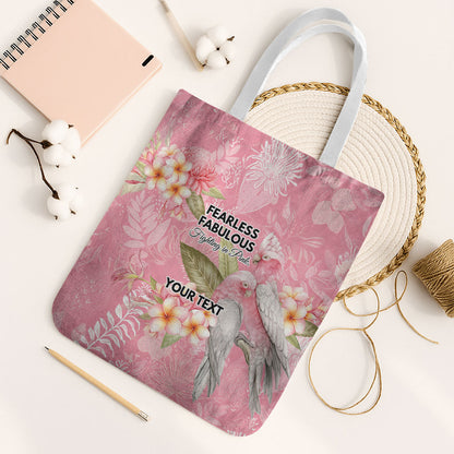 Personalised Galah Cockatoo Fighting in Pink Tote Bag Australian Breast Cancer Support Spirit