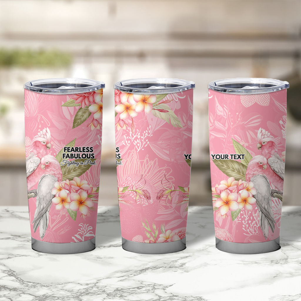 Personalised Galah Cockatoo Fighting in Pink Tumbler Cup Australian Breast Cancer Support Spirit
