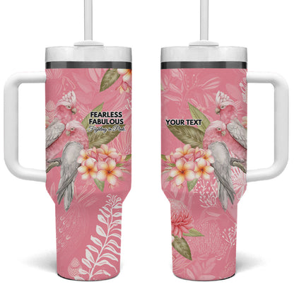 Personalised Galah Cockatoo Fighting in Pink Tumbler With Handle Australian Breast Cancer Support Spirit
