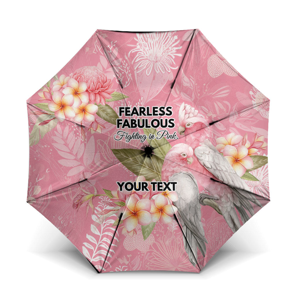 Personalised Galah Cockatoo Fighting in Pink Umbrella Australian Breast Cancer Support Spirit