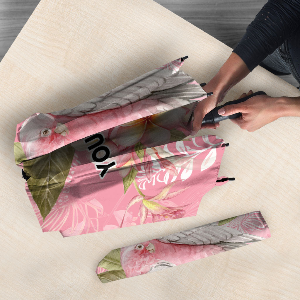 Personalised Galah Cockatoo Fighting in Pink Umbrella Australian Breast Cancer Support Spirit