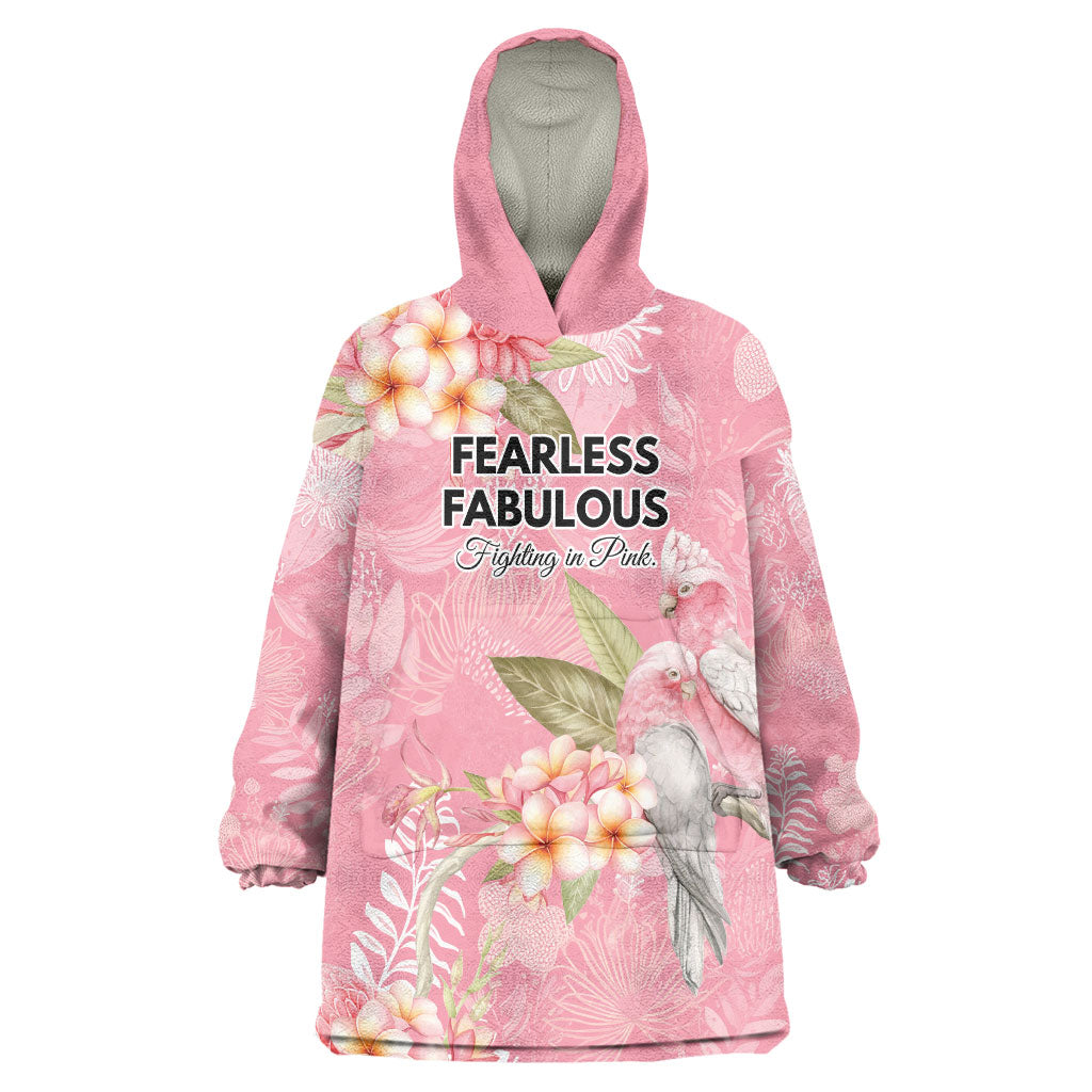 Personalised Galah Cockatoo Fighting in Pink Wearable Blanket Hoodie Australian Breast Cancer Support Spirit