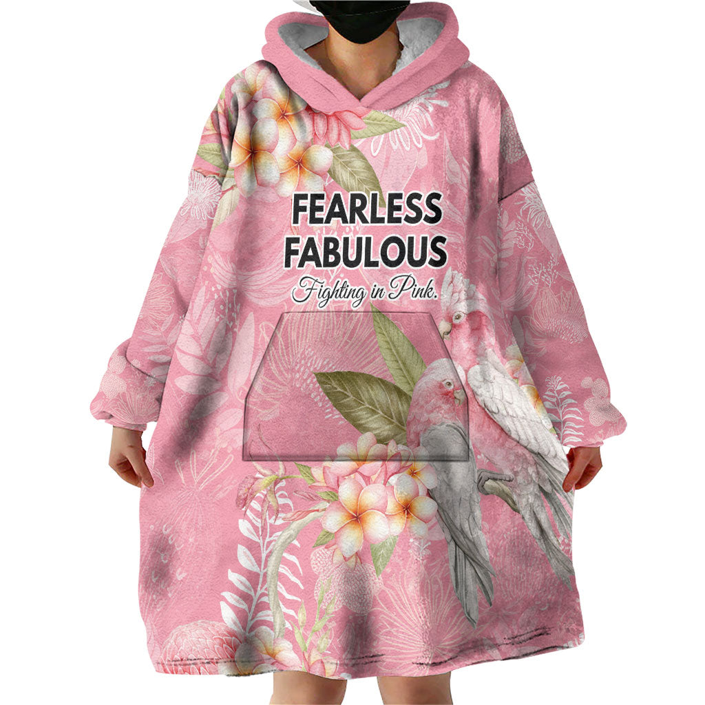 Personalised Galah Cockatoo Fighting in Pink Wearable Blanket Hoodie Australian Breast Cancer Support Spirit