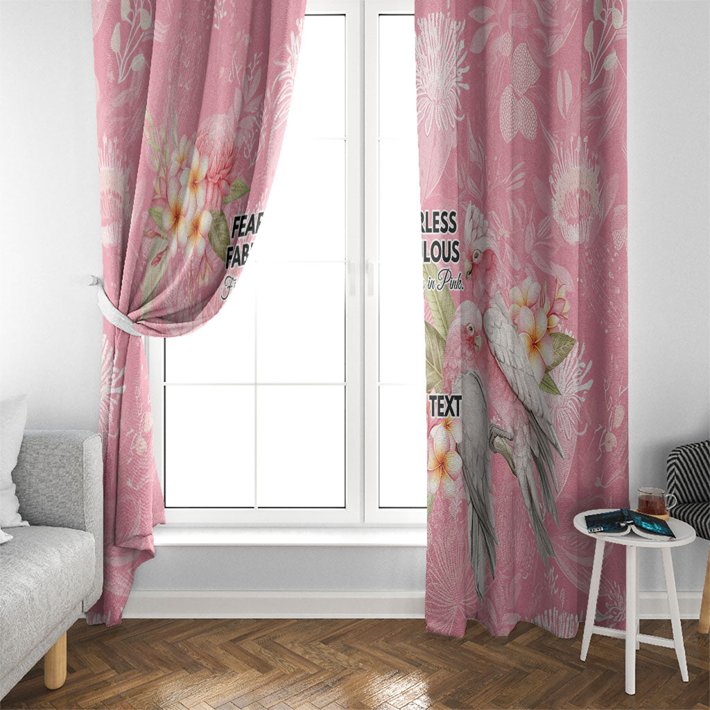 Personalised Galah Cockatoo Fighting in Pink Window Curtain Australian Breast Cancer Support Spirit