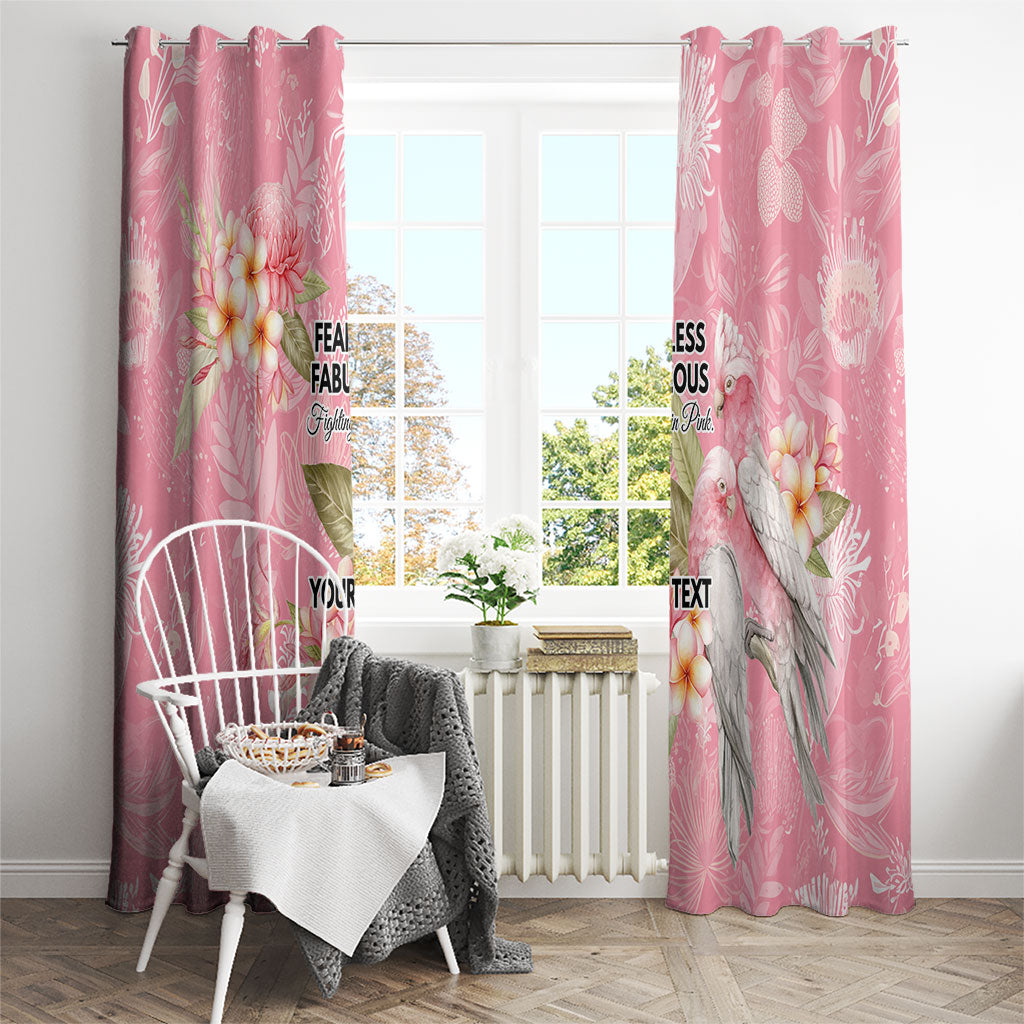 Personalised Galah Cockatoo Fighting in Pink Window Curtain Australian Breast Cancer Support Spirit