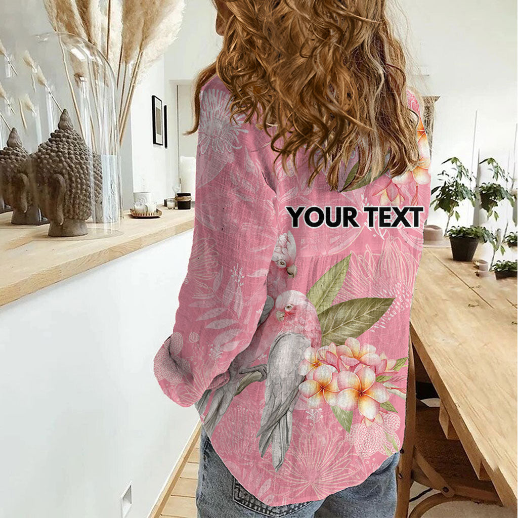 Personalised Galah Cockatoo Fighting in Pink Women Casual Shirt Australian Breast Cancer Support Spirit
