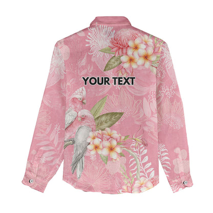 Personalised Galah Cockatoo Fighting in Pink Women Casual Shirt Australian Breast Cancer Support Spirit