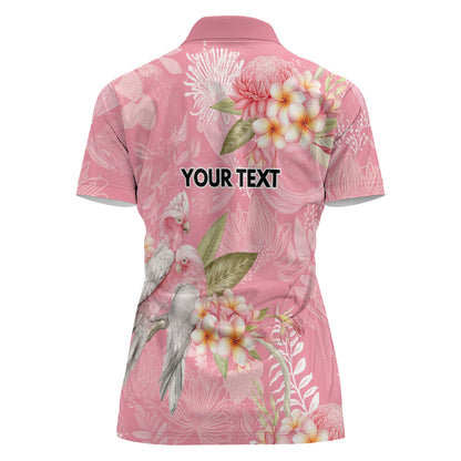 Personalised Galah Cockatoo Fighting in Pink Women Polo Shirt Australian Breast Cancer Support Spirit