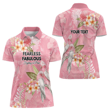Personalised Galah Cockatoo Fighting in Pink Women Polo Shirt Australian Breast Cancer Support Spirit