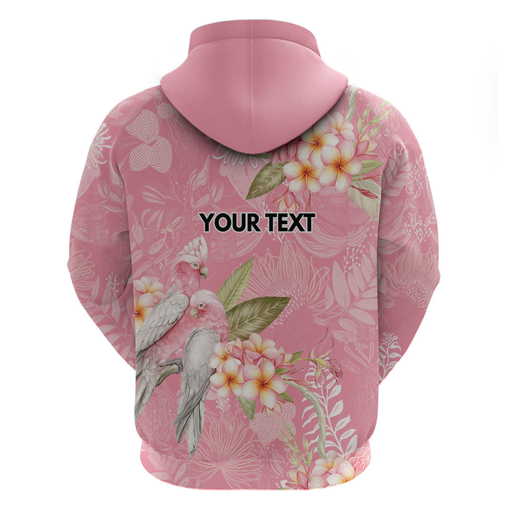 Personalised Galah Cockatoo Fighting in Pink Zip Hoodie Australian Breast Cancer Support Spirit