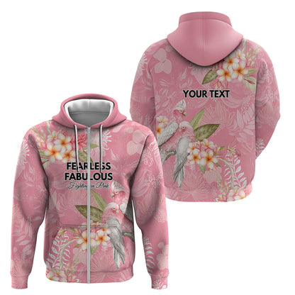 Personalised Galah Cockatoo Fighting in Pink Zip Hoodie Australian Breast Cancer Support Spirit