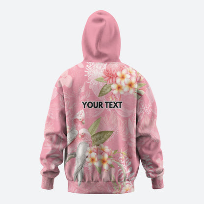 Personalised Galah Cockatoo Fighting in Pink Zip Hoodie Australian Breast Cancer Support Spirit