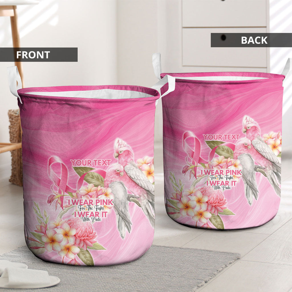 Personalised I Wear Pink For The Fight Laundry Basket Australian Breast Cancer Support Spirit