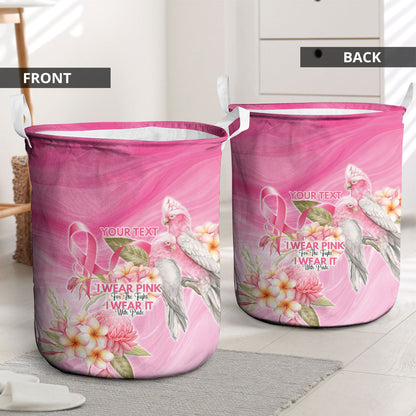 Personalised I Wear Pink For The Fight Laundry Basket Australian Breast Cancer Support Spirit
