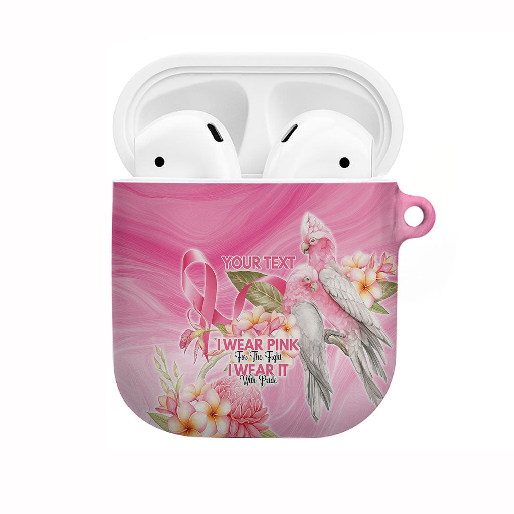Personalised I Wear Pink For The Fight AirPods Case Australian Breast Cancer Support Spirit
