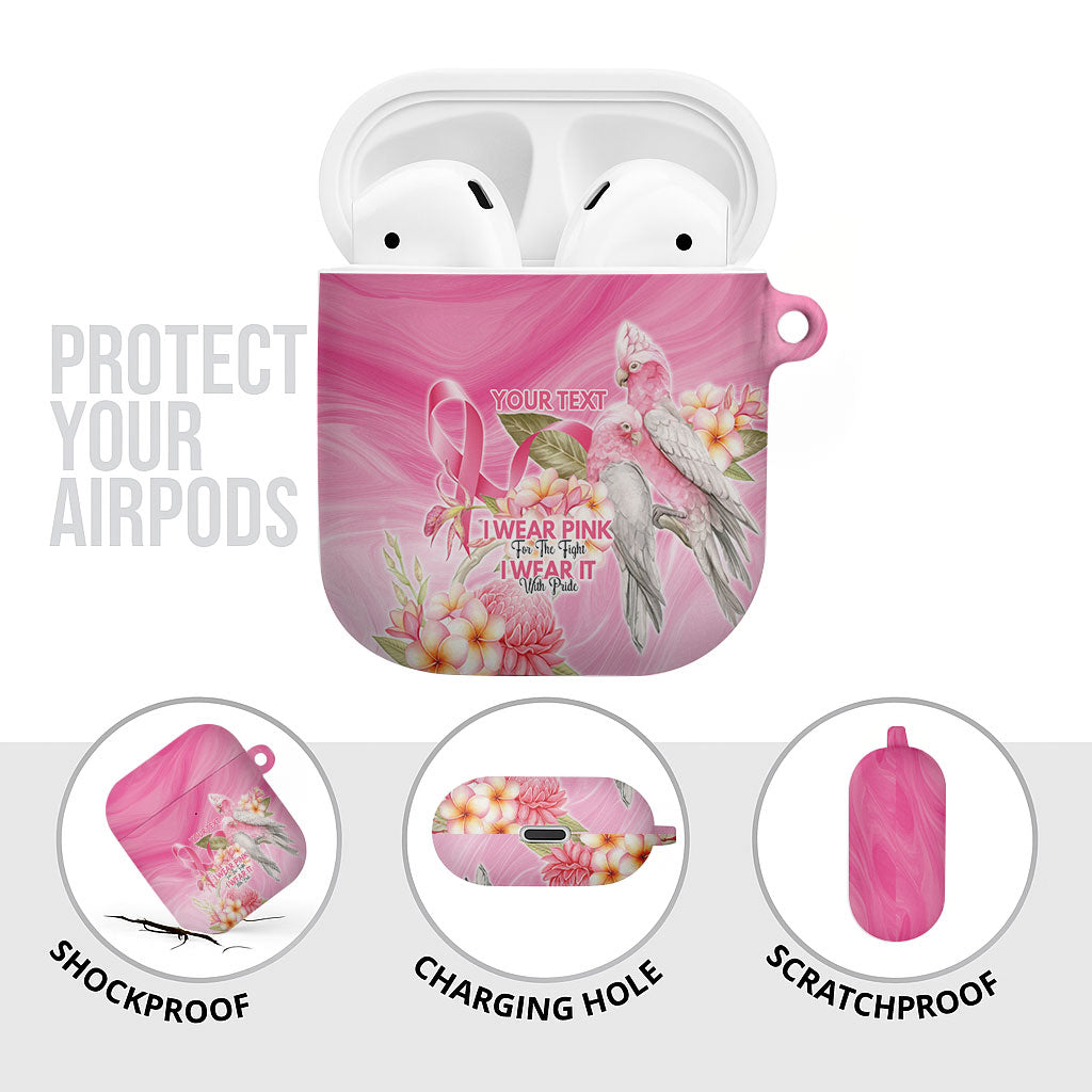 Personalised I Wear Pink For The Fight AirPods Case Australian Breast Cancer Support Spirit