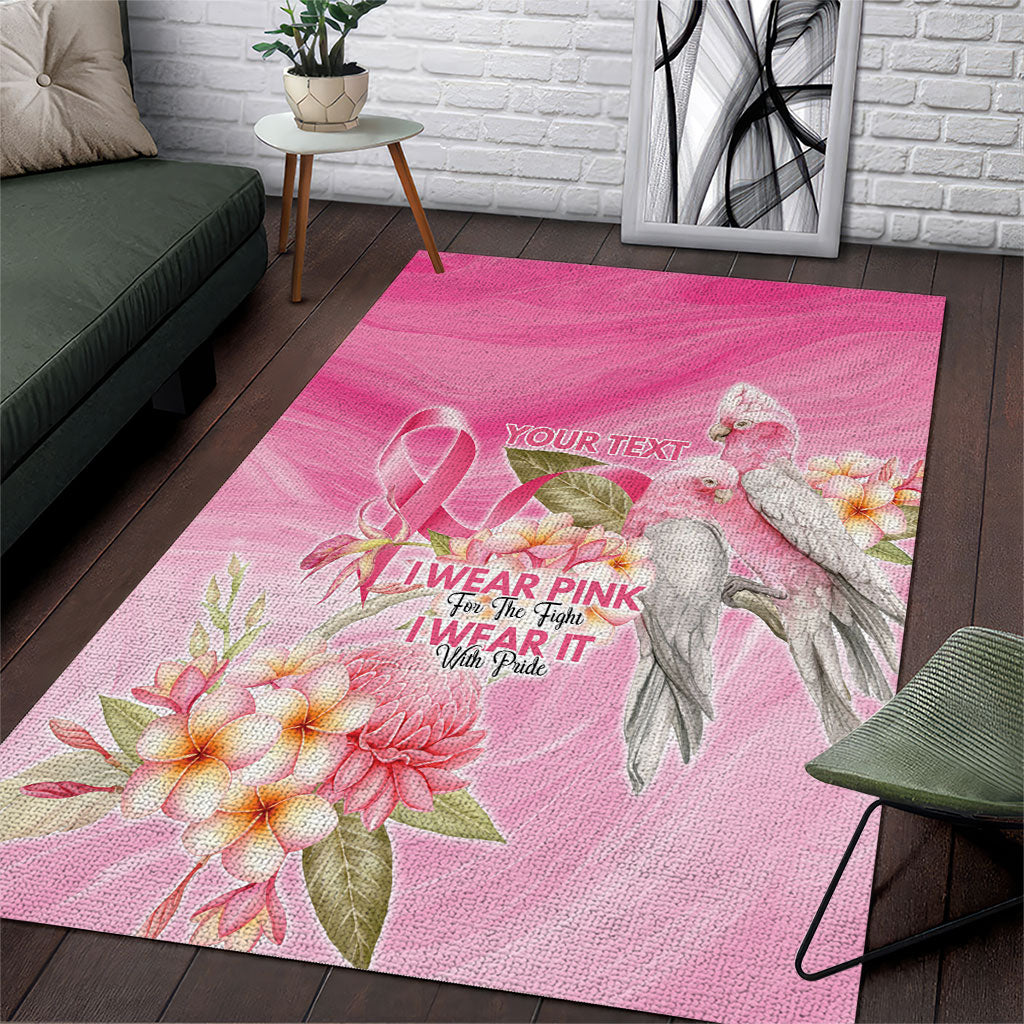 Personalised I Wear Pink For The Fight Area Rug Australian Breast Cancer Support Spirit