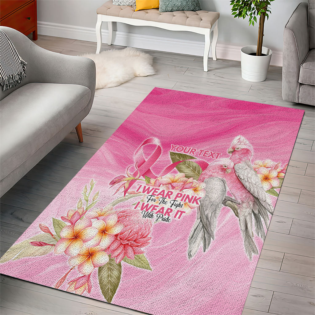 Personalised I Wear Pink For The Fight Area Rug Australian Breast Cancer Support Spirit